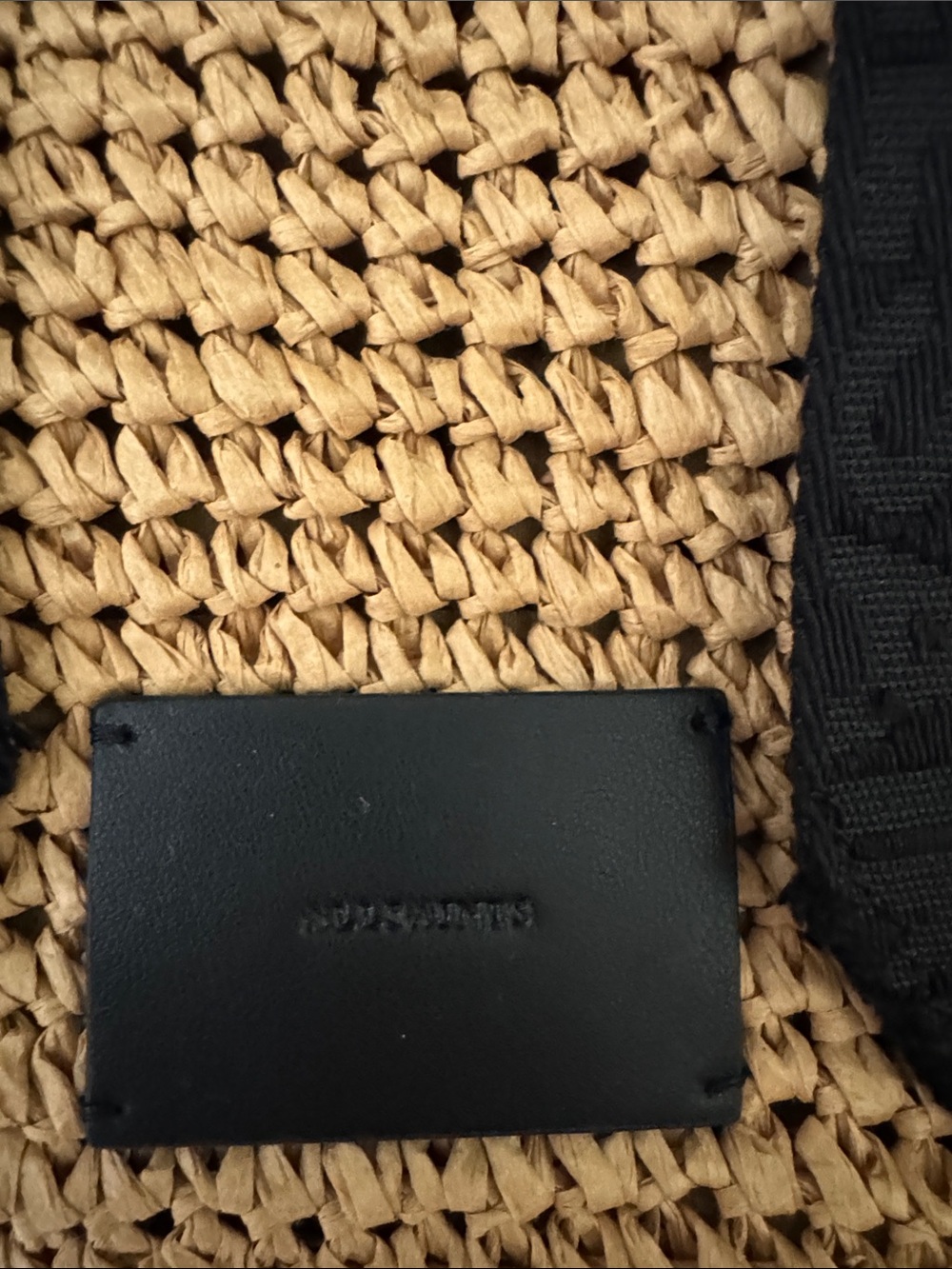 NWT All Saints Natural Straw Celayne Mini Tote with Black Ribbon Straps - Picture 4 of 7